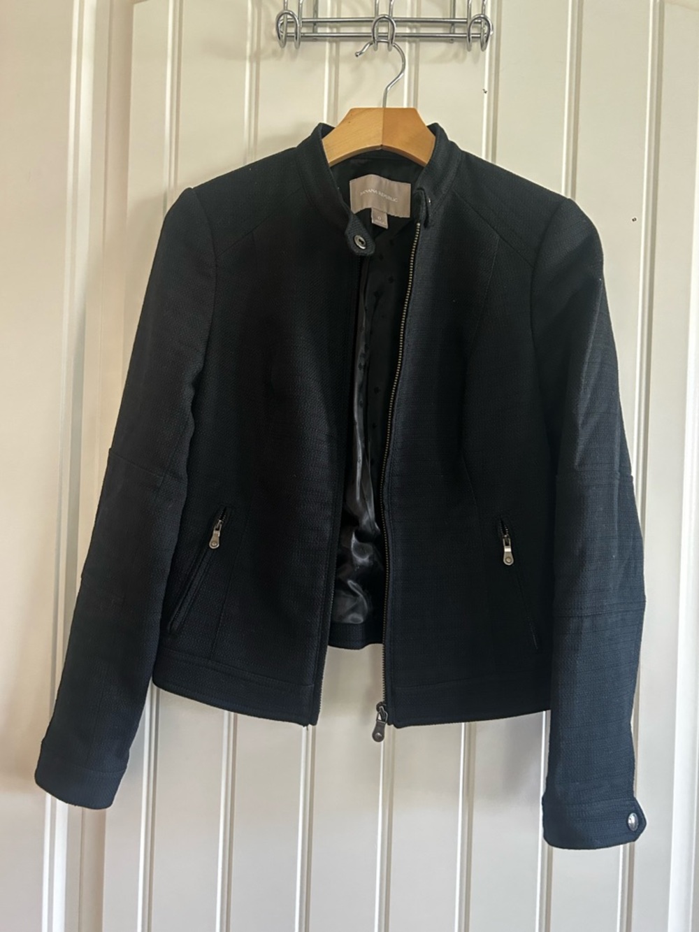 Banana Republic Cotton Linen blazer/moto jacket